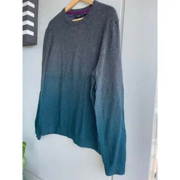 TED BAKER turquoise gray gradient cotton wool pullover sweater knit top - Picture 6 of 9